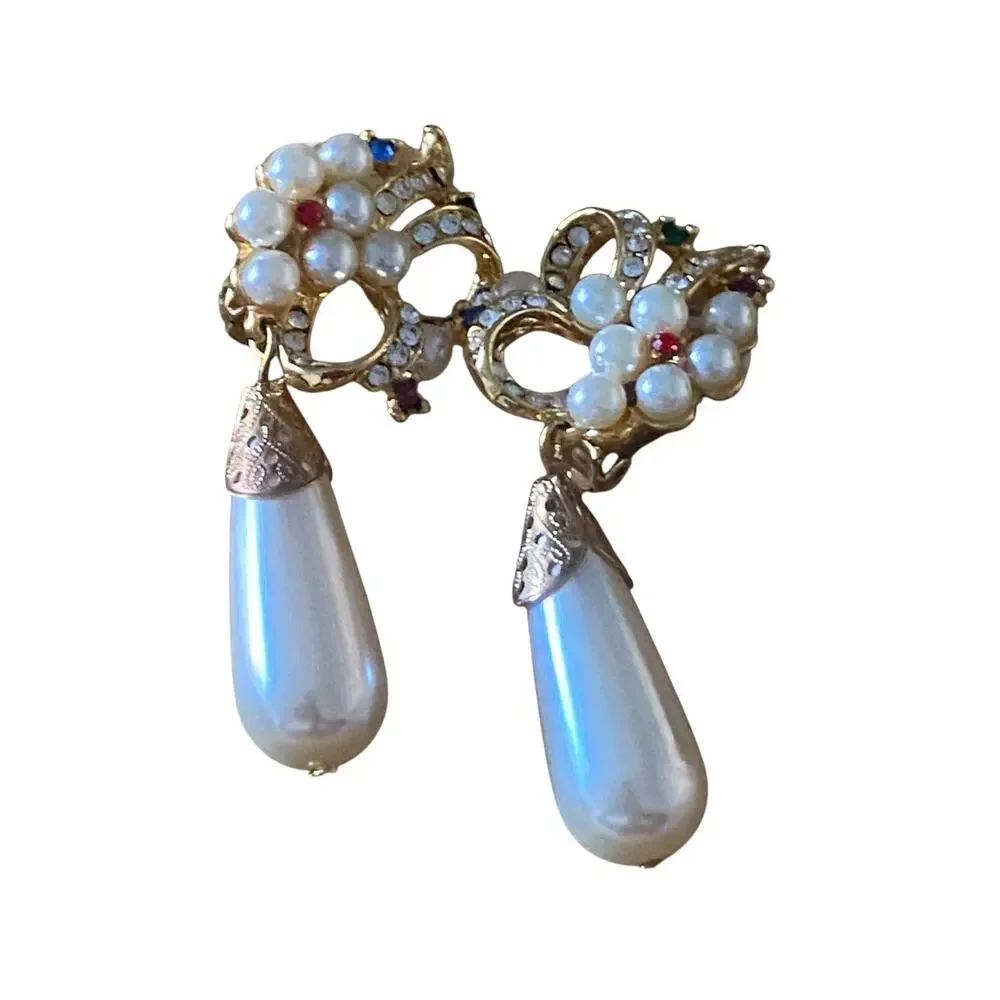 Gorgeous Vintage French designer Clip-on Drop Earrings - 3